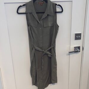 Hive & Honey Green Midi Shirt Dress Notched Collar Casual